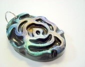 Multi Metallic Rose Handmade Polymer Clay Pendant