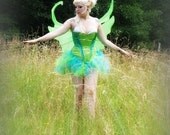Sky Blue, Lime Green Fairy-Inspired Corset & Tutu Set