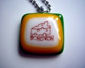 Cheesehead Forever  glassfused handmade necklace