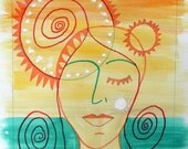 Colorful Contemporary, Original Art, Mixed Media, Title- Her Day In The Sun