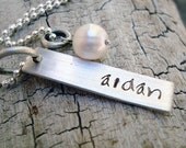 hand stamped personalized sterling silver tag mothers necklace