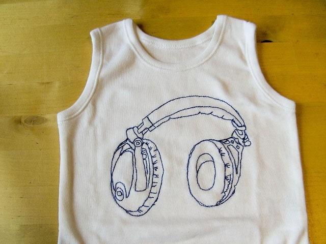Romper suit baby vest, Headphones, DJ music