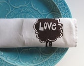 Linen Tea Towel - White with Love Tree in Chocolate Brown