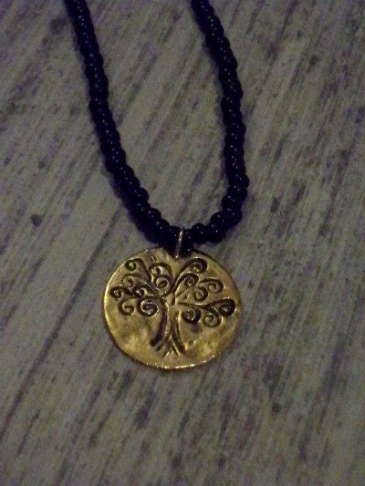 Hammered Gold Tree Pendant Necklace- Pick Your Color