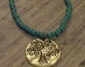 Silver Hammered Tree of Life Necklace- Pick Your Color