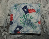 4 Handmade Fabric Coasters Texas Flag and Bluebonnets