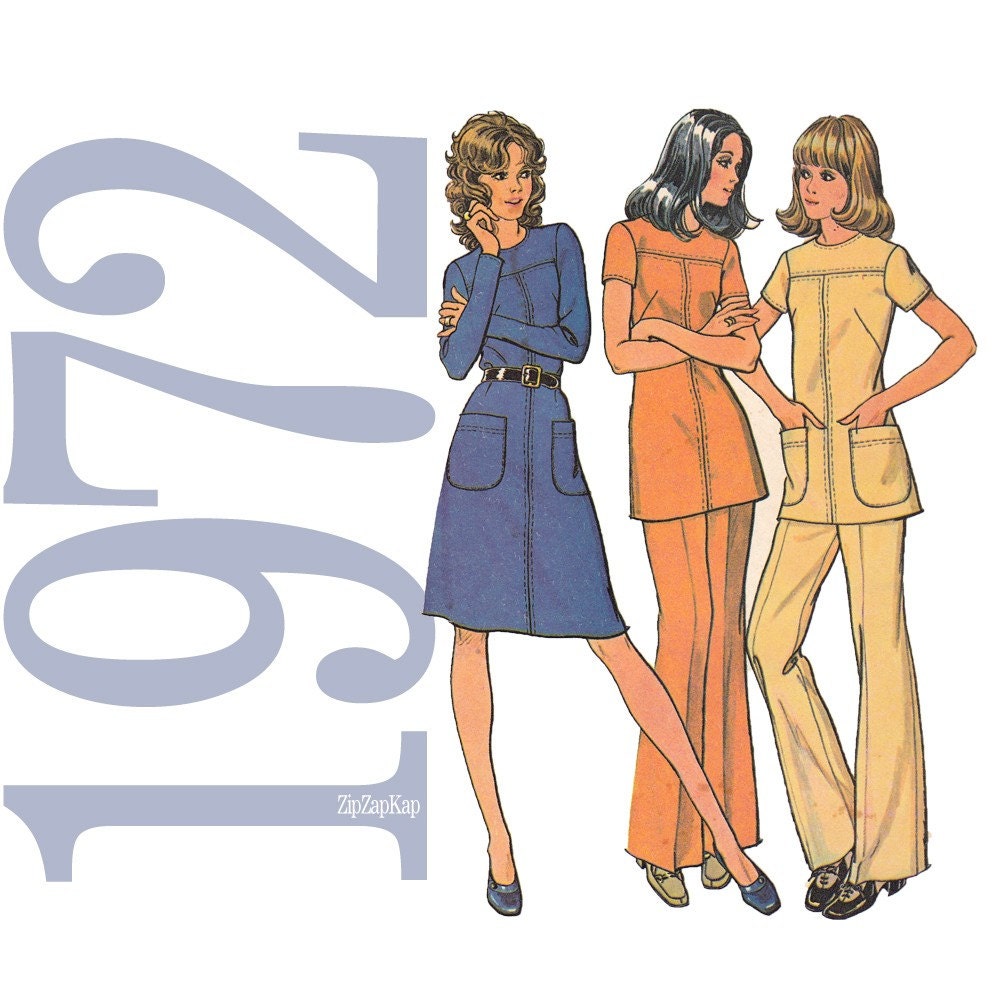 70s Dress Tunic Pants Vintage Sewing Pattern 34 Bust McCalls 3322 UNCUT FF