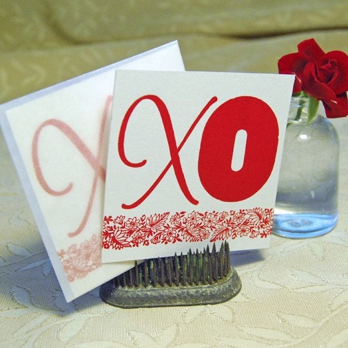 Hugs and Kisses Letterpress Mini Note
