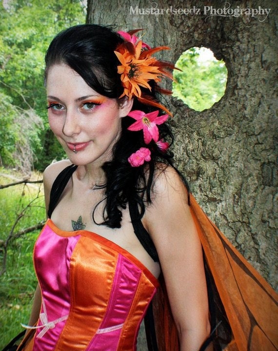 Hot Pink , Orange Fairy-Inspired Corset & Tutu Set