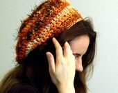 Oranges and Peaches Beret or Slouch Style Hat - Adult-Sized - Crocheted