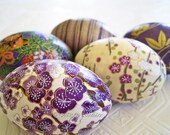 Purple Origami Decoupage Easter Eggs floral cream gold lavender cherry blossom
