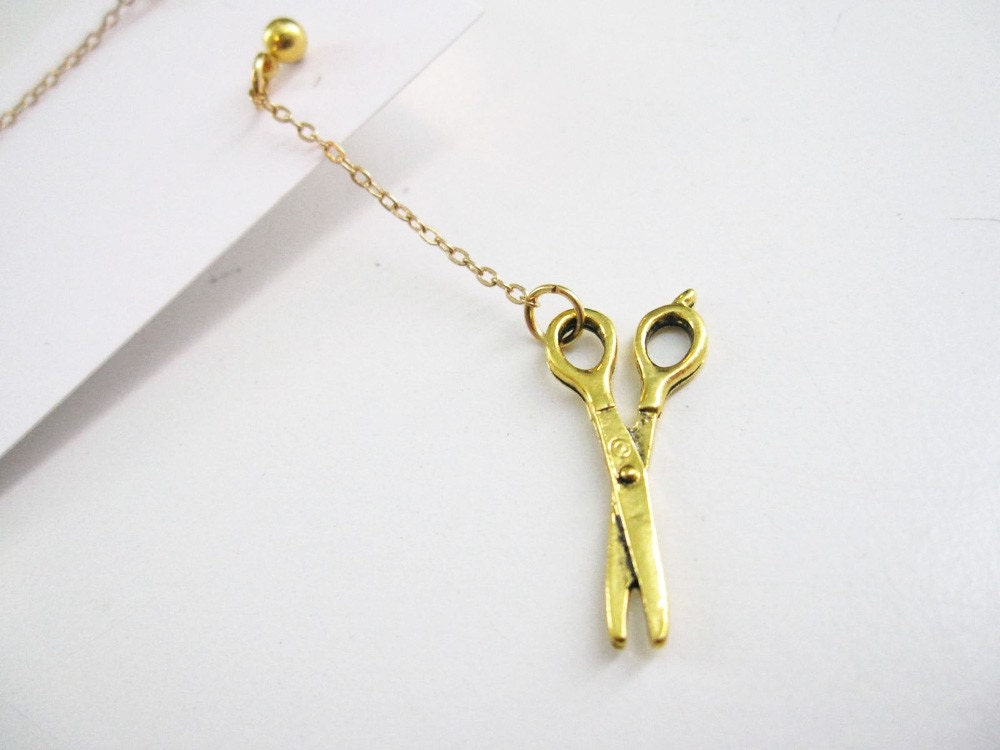 Scissor Earrings - gold tone