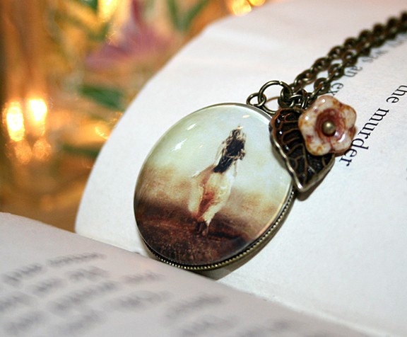 Glow, Charm Necklace, 18 Inch Chain, Antique Brass, Art Photo Pendant