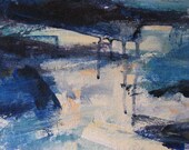Wild Blue Yonder Painting 14 x 16 ORIGINAL Abstract ocean night sea framed