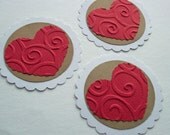 Embossed Heart Paper Embellishments- Set of 3