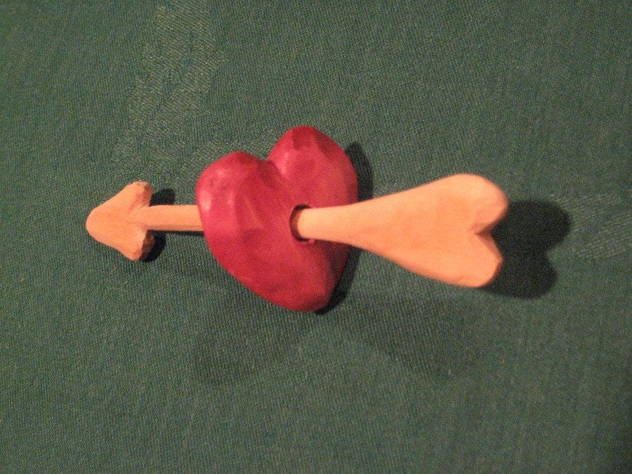 Hand Carved Wood Cupid's Heart and Arrow Valentine's Day Gift / Puzzle / Wood Carvers of Etsy / Team Madcap