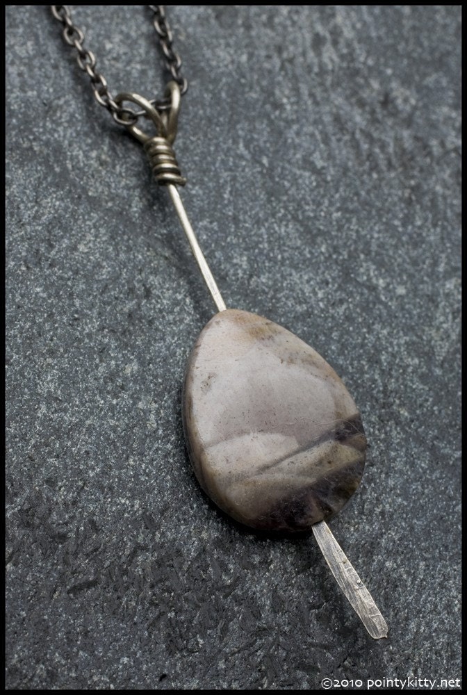 Savannah - recycled sterling silver and porcelain jasper pendant necklace