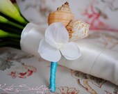 Seashell and Cream Hydrangea Wedding Boutonniere