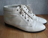 Ivory Flannel-Lined Ankle Boots - Size 8 Womens