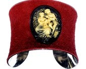 Red Suede Cameo Cuff Bracelet (Limited Edition) - by UNEARTHED
