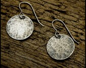 Mercy - recycled sterling silver hammered and oxidized disc earrings