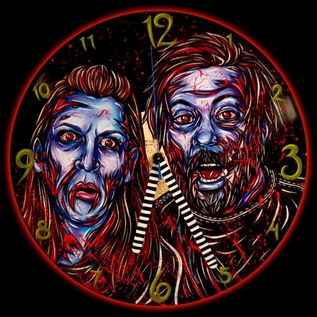 Custom Zombie Record Art Clock- Couple