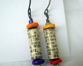 Whimsical Vintage Dictionary Text Earrings