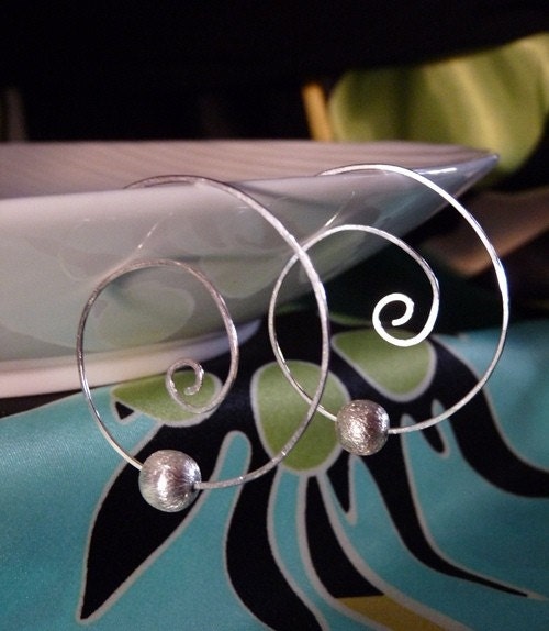 Sterling Silver Infinity hoop with brushed sterling silver beads