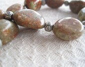 Natural Jasper Necklace Nugget Pewter Simple Stone