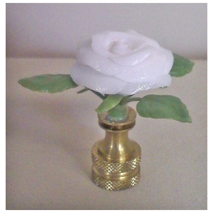 White Glitter Rose Lamp Finial