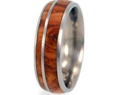 Wooden Ring - Highly Figured Olive Wood Inlaid in a Titanium Band