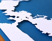 San Francisco Bay Silhouette on Royal - 8 x 10 original papercut