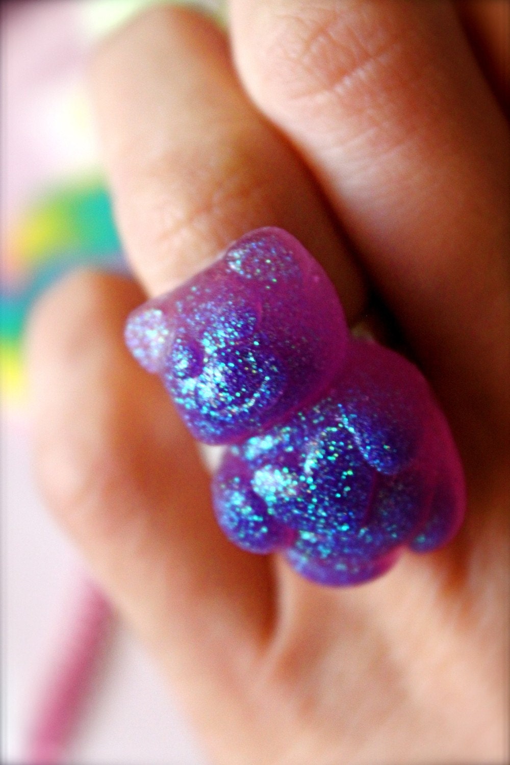 Gummi Love Gummi Bear Ring - Glitter Resin Purple