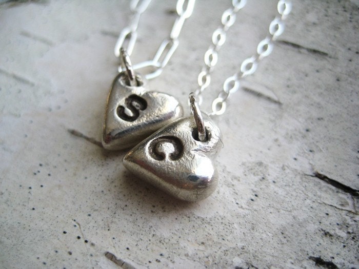i carry your heart - personalized with monogram, initial, letter - sculpted silver charm necklace