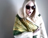 2 ITALIAN huge bold scarves  geometric and royal tassle stunning