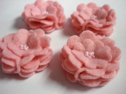 Set of 6pcs handmade felt flower - pink (SCF)
