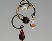 Hestia v5: Red Swarovski crystal wire wrapped industrial pendant