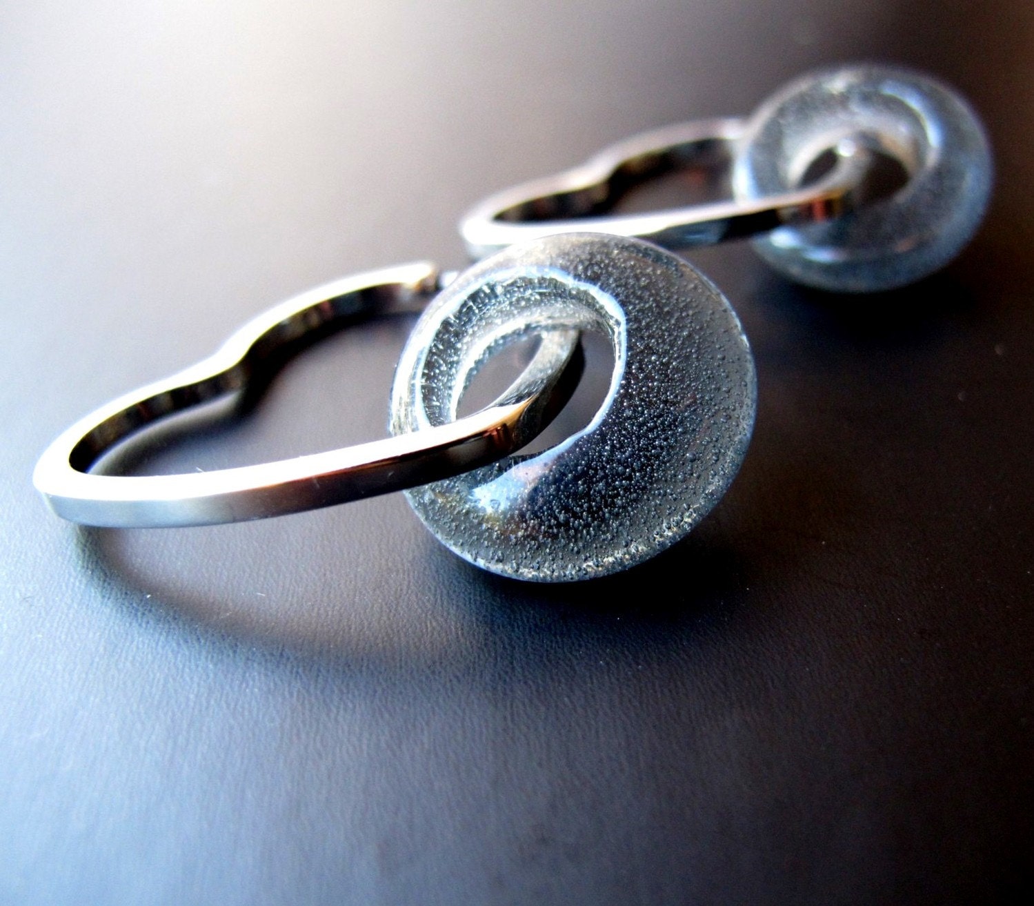 Gray Handmade Fused Glass Earrings
