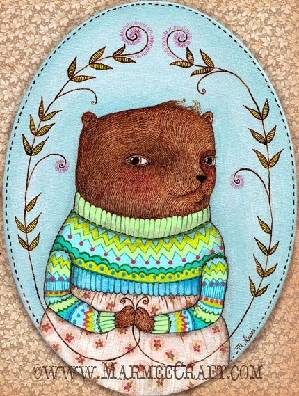 Bear art print, "Sweater Bear"