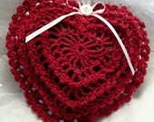 Hand Crocheted Red Heart Ornament Sachet