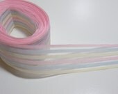 Pastel Rainbow Stripe Florist Organza Ribbon 1 1/2 inches wide x 10 yards SECOND QUALITY FLAWED