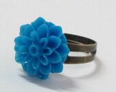Vintage Inspired Lucite Flower Ring on Brass Adjustable Band