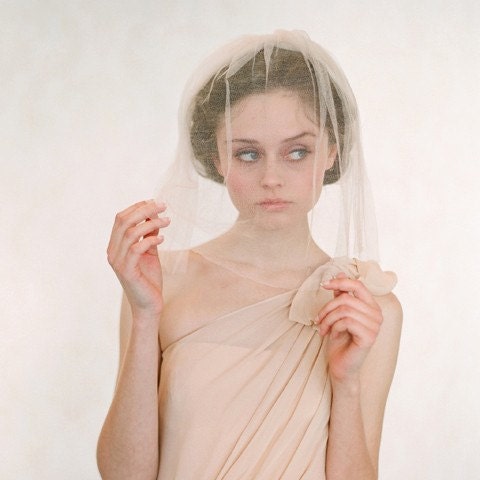 Blushing silk tulle veil - Style 136 - Made to Order