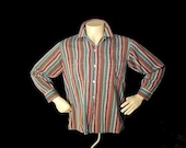 Vintage 50's Flecked Stripes Rockabilly Shirt M