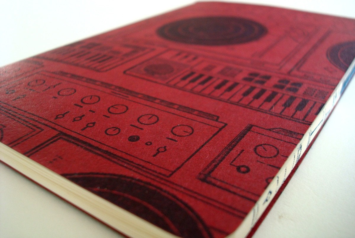 I Love Rock N' Roll red moleskine journal (lined) turntable casio keyboard pocket notebook