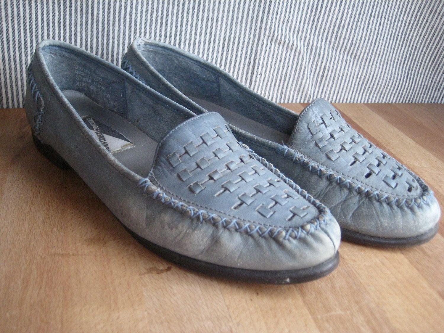 Blue Leather Moccasins - Size 8 1/2