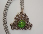 Green Vintage Glass Neo Victorian Necklace