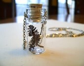 Woodland Pinecones mini vial necklace