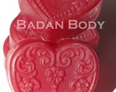Dark Red Pomegranate, Pineapple, Akee Fruit Heart Shaped Shea Butter Bar Soap - Valentines Day Gift