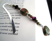 Unakite Bear Crystal Bookmark Green Swarovski